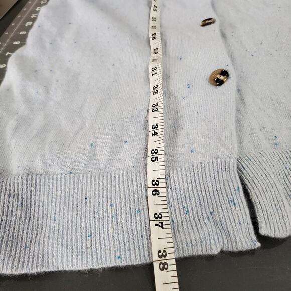 Ann Taylor Cardigan Womens Size Small Wool Blend Blue Button Long Preppy Neutral - Picture 10 of 11